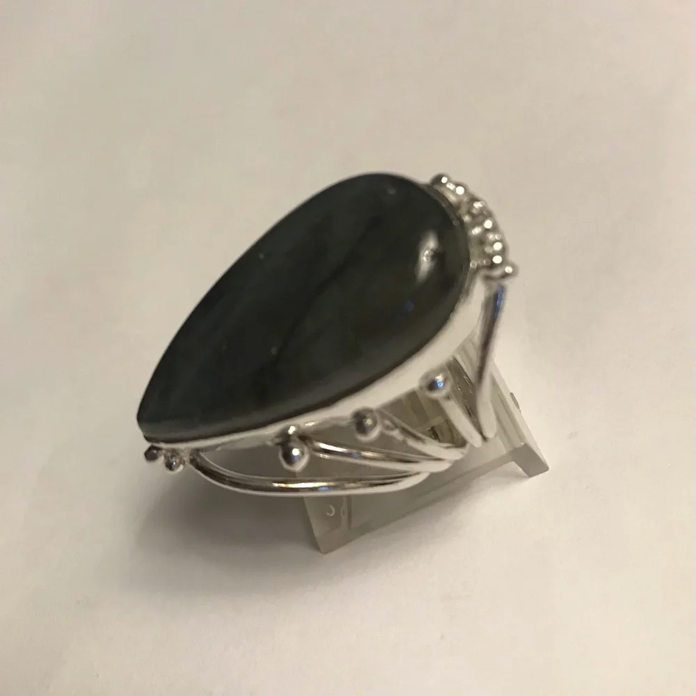 Labradorite Stamped 925 Sterling Silver Ring